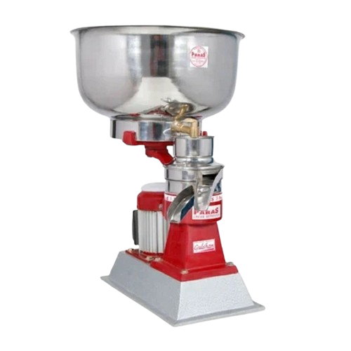 A red and silver "Paras GR-9" all-electric cream separator machine. It has a large polished metal bowl on top, a red motorized base, and a "Paras" brand name visible.